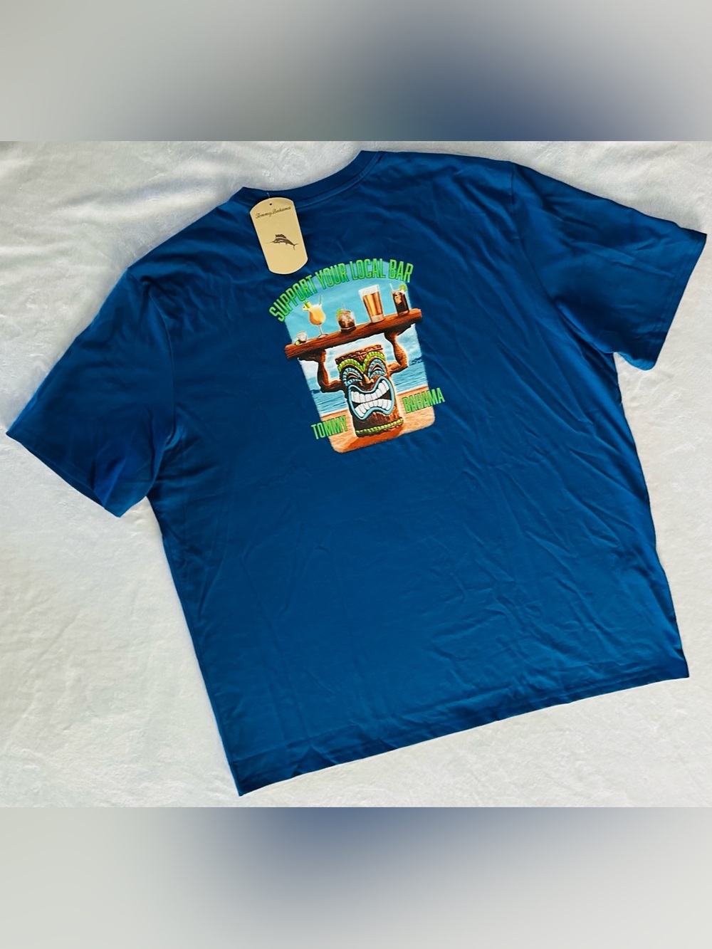 Tommy Bahama Men’s SUPPORT YOUR LOCAL BAR T-shirt XL Blue NWT Tiki Cocktail